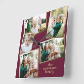 Moderne stijlvolle multi-fotorezelfdecor vierkante klok (Hoek)