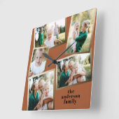 Moderne stijlvolle multi-fotorezelfdecor vierkante klok (Hoek)