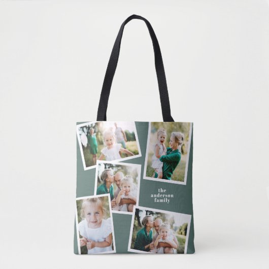 Moderne stijlvolle multi-fotoserie groen tote bag (Voorkant)