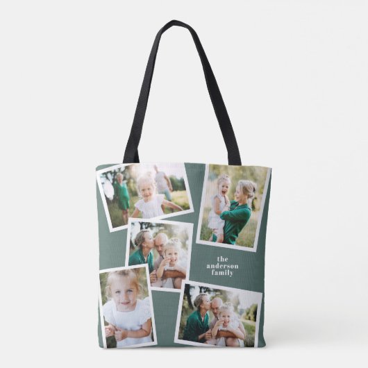 Moderne stijlvolle multi-fotoserie groen tote bag (Achterkant)