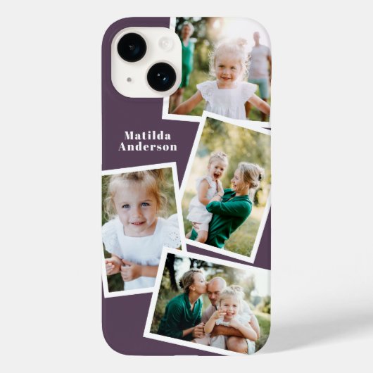 Moderne, stijlvolle multi-fotoserie paars Case-Mate iPhone case (Achterkant)
