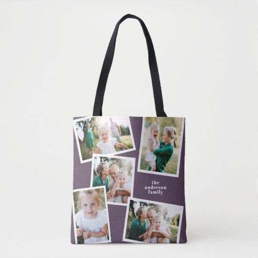 Moderne, stijlvolle multi-fotoserie paars tote bag (Voorkant)