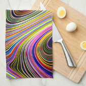 Moderne, stijlvolle Multicolor Curvy-lijnen Theedoek (Quarter Fold)