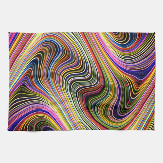 Moderne, stijlvolle Multicolor Curvy-lijnen Theedoek (Horizontaal)
