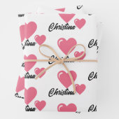 Moderne stijlvolle naam Love hart valentijn day Inpakpapier Vel (In situ)