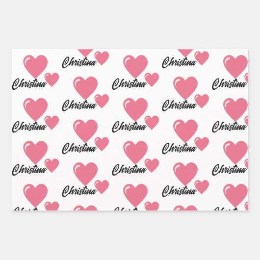 Moderne stijlvolle naam Love hart valentijn day Inpakpapier Vel (Voorkant)