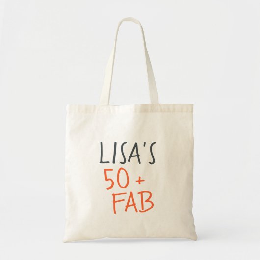 Moderne stijlvolle naam Oranje 50 Fabulous Birthda Tote Bag (Voorkant)