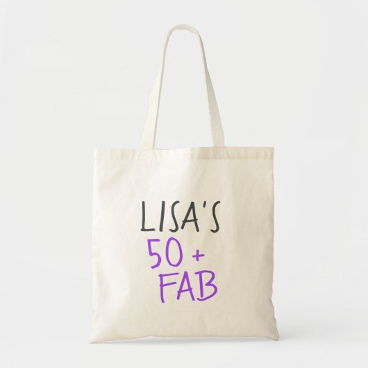 Moderne stijlvolle naam Paars 50 Fabulous Birthday Tote Bag (Voorkant)