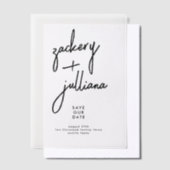 Moderne stijlvolle namen slaan de trouwdatum op vellum uitnodigingen (Offset)
