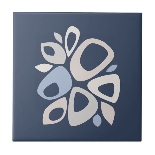Moderne stijlvolle Navy Ice Blue Grey Abstract Tegeltje (Voorkant)