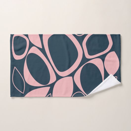 Moderne stijlvolle Navy Soft Pink Abstract Pattern Bad Handdoek (Handdoek)