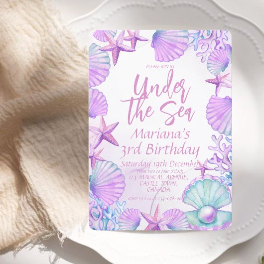 Moderne Stijlvolle Oceaan 3e Verjaardag Meisje Par Kaart