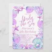 Moderne stijlvolle oceaan  4e verjaardagsfeestje v kaart (Voorkant)