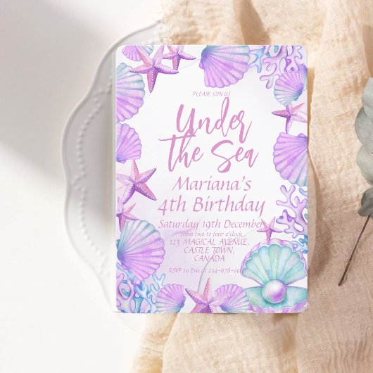 Moderne stijlvolle oceaan  4e verjaardagsfeestje v kaart