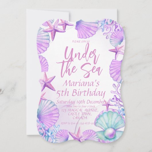 Moderne stijlvolle oceaan 5e verjaardagsfeestje vo kaart (Voorkant)