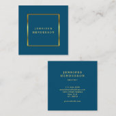 Moderne, stijlvolle oceaanblauw goudberoeps vierkante visitekaartje (Voorkant / Achterkant)