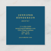 Moderne, stijlvolle oceaanblauw goudberoeps vierkante visitekaartje (Achterkant)