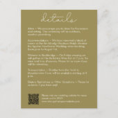 Moderne stijlvolle olijf bruiloft details informatiekaartje (Voorkant)
