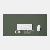 Moderne Stijlvolle Olijfgroene Monogram Bureaumat (Keyboard & Muis)
