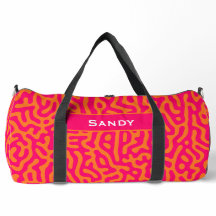 Moderne stijlvolle oranje fuchsia monogram naam