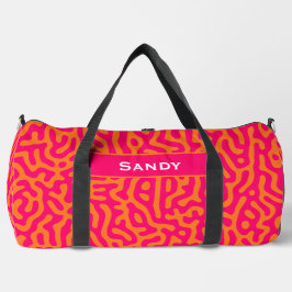 Moderne stijlvolle oranje fuchsia monogram naam plunjezak