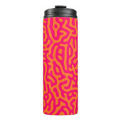 Moderne stijlvolle oranje fuchsia thermosbeker (Voorkant)