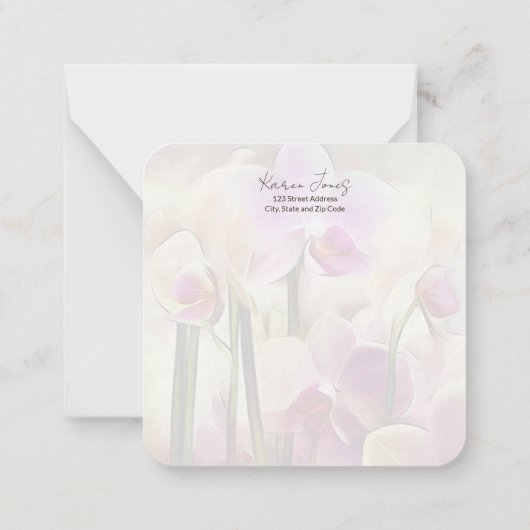Moderne stijlvolle orchideeën | Jouw naam toevoege Notitiekaartje (Achterkant)