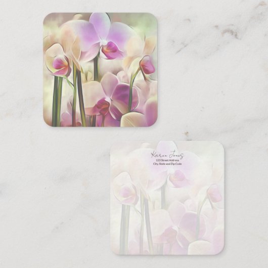 Moderne stijlvolle orchideeën | Jouw naam toevoege Notitiekaartje (Voorkant / Achterkant)