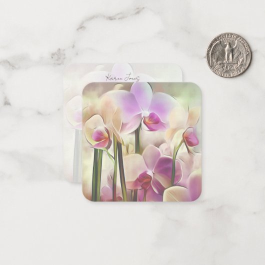Moderne stijlvolle orchideeën | Jouw naam toevoege Notitiekaartje (Voorkant / Achterkant in situ)