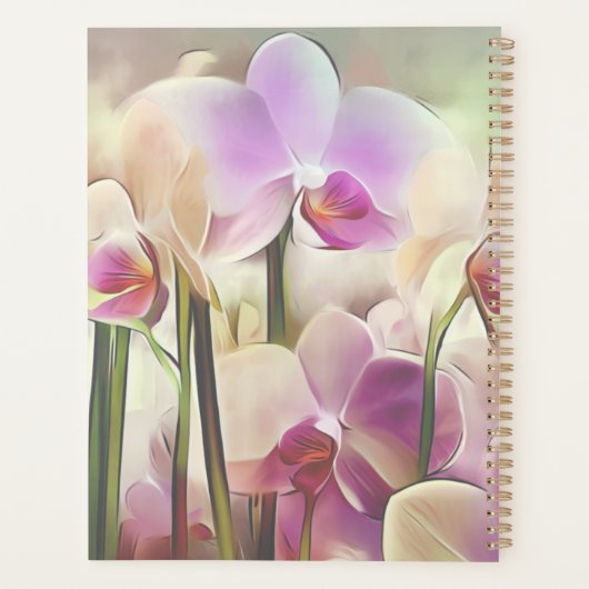 Moderne stijlvolle orchideeën | Voeg je Initiaal P Planner (Achterkant)