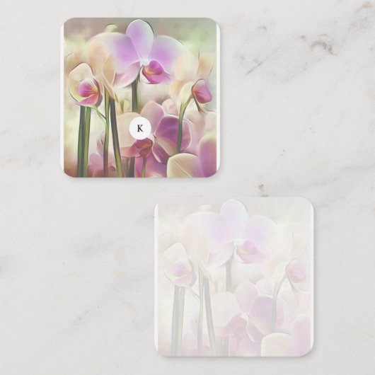 Moderne stijlvolle orchideeën | Voeg uw Initiaal t Notitiekaartje (Voorkant / Achterkant)