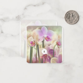 Moderne stijlvolle orchideeën | Voeg uw Initiaal t Notitiekaartje