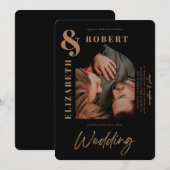 Moderne, stijlvolle, oude foto-bruiloft kaart (Voorkant / Achterkant)