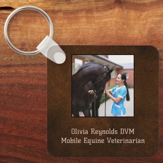 Moderne Stijlvolle Paardendierenarts Promotie Sleutelhanger (Voorkant)