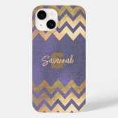Moderne, stijlvolle Paars en goudvron Case-Mate iPhone Case (Achterkant)