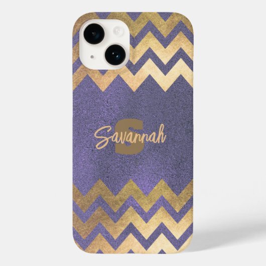 Moderne, stijlvolle Paars en goudvron Case-Mate iPhone Case (Achterkant)