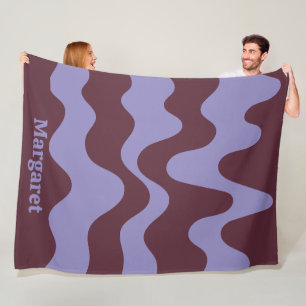 Moderne stijlvolle paarse & bruine aangepaste naam fleece deken