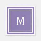 Moderne stijlvolle Paarse monogram Servet (Voorkant)