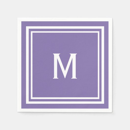 Moderne stijlvolle Paarse monogram Servet (Voorkant)
