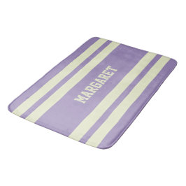 Moderne stijlvolle paarse witte monogramnaam  badmat