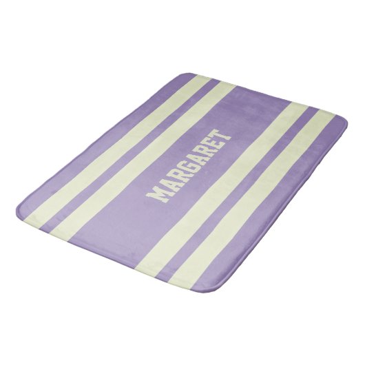 Moderne stijlvolle paarse witte monogramnaam  badmat (Gekanteld)