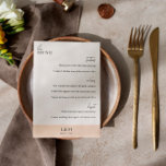Moderne, stijlvolle parel en witte bruiloft menu<br><div class="desc">Het moderne trouwmenu in wit met zwarte doopvonten en een parelbeige accentkleur met trendy doopvonten.</div>
