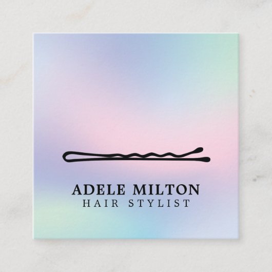 Moderne Stijlvolle Pastel Hair Pin Salon Vierkante Visitekaartje (Voorkant)