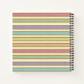 Moderne stijlvolle pastel lint gestreepte monogram notitieboek (Achterkant)