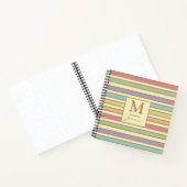 Moderne stijlvolle pastel lint gestreepte monogram notitieboek (Binnen)