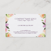 Moderne Stijlvolle Pastel Waterverven Bloemen Brui Visitekaartje (Achterkant)