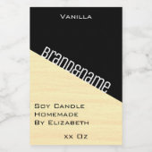 Moderne stijlvolle pastelgele zwarte kleuren kaars voedselcontainer etiket (Enkel label)