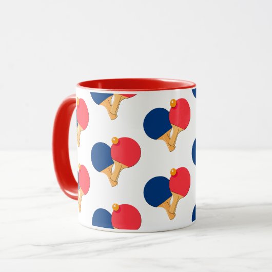 Moderne stijlvolle peddel, bal witte achtergrond mok (Voorkant links)