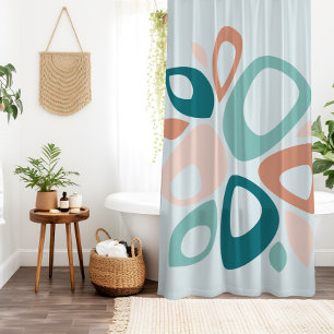 Moderne stijlvolle perzik Blauwgroen zalm Abstract Douchegordijn