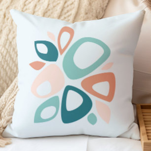 Moderne stijlvolle perzik turquoise zalm abstract kussen